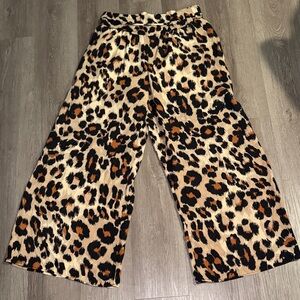 New York & Company Leopard Print Wide Leg Pants
